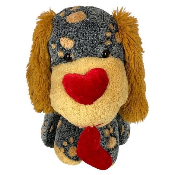Dan Dee Collectors Choice Spotted Puppy Dog Plush 16 inch Sitting Heart Nose - Picture 1 of 6